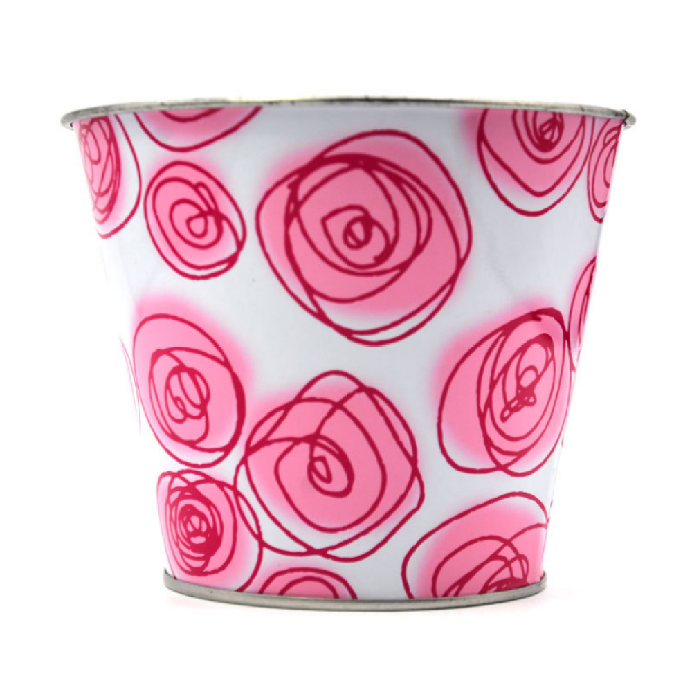 Pink Rose Tin Bucket For Valentine's Gift Decoration