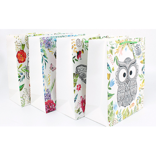 White Cardboard Paper Gift Bag Animal Designs