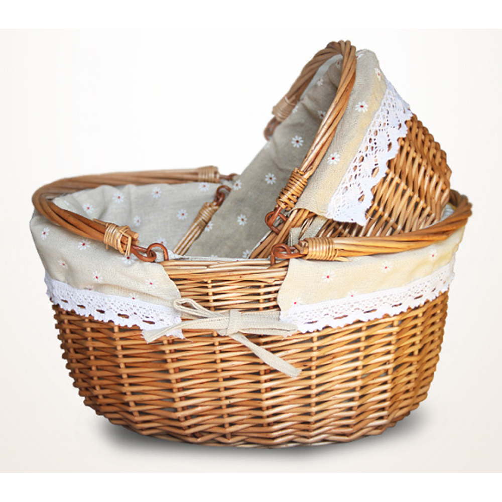 Round Basket With Cotton Lace