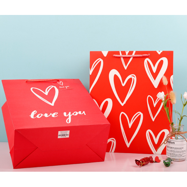 White Cardboard Gift Bag Valentine's Day Love Pack 100