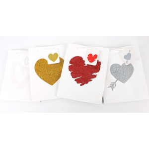 White Cardboard Gift Bag Loving Heart Pack 100