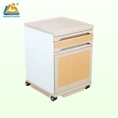 Wooden style warm bedside cabinet with castors
