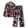 Custom Flowers Design Digital Print Silk Pajamas For Women