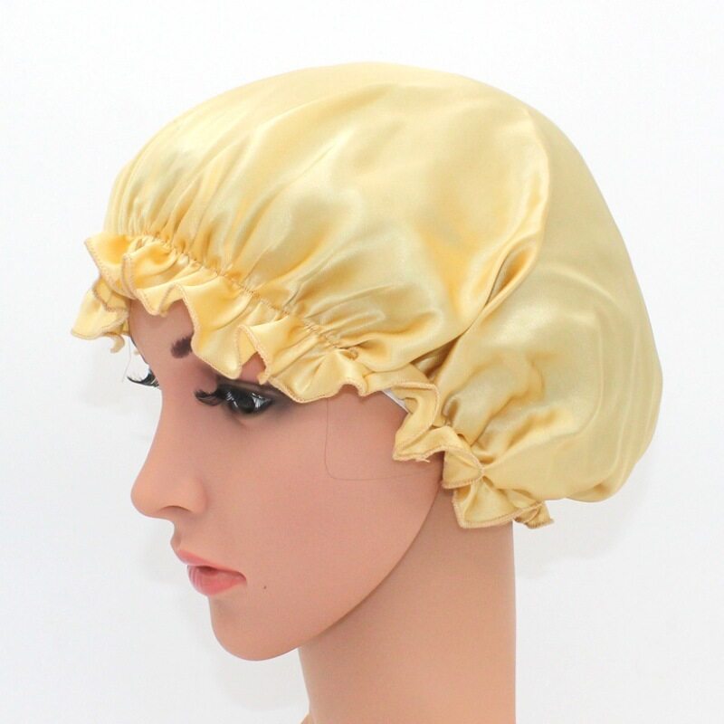 Flounced 100 Silk Hair Bonnet Cap For Sleeping