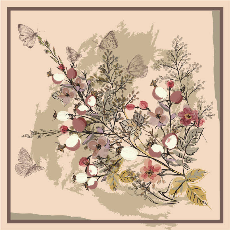 Custom Scarves Pattern-Butterfly&Flower