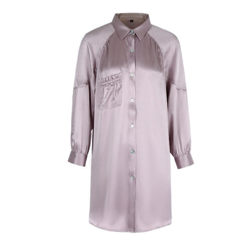 Custom Luxury Pure Silk Sleepwear Nightgown Silk Shirt Dress