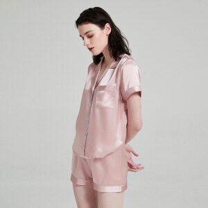 Custom Mulberry Homewear Sleepwear Solid Colors Silk Pajamas Set