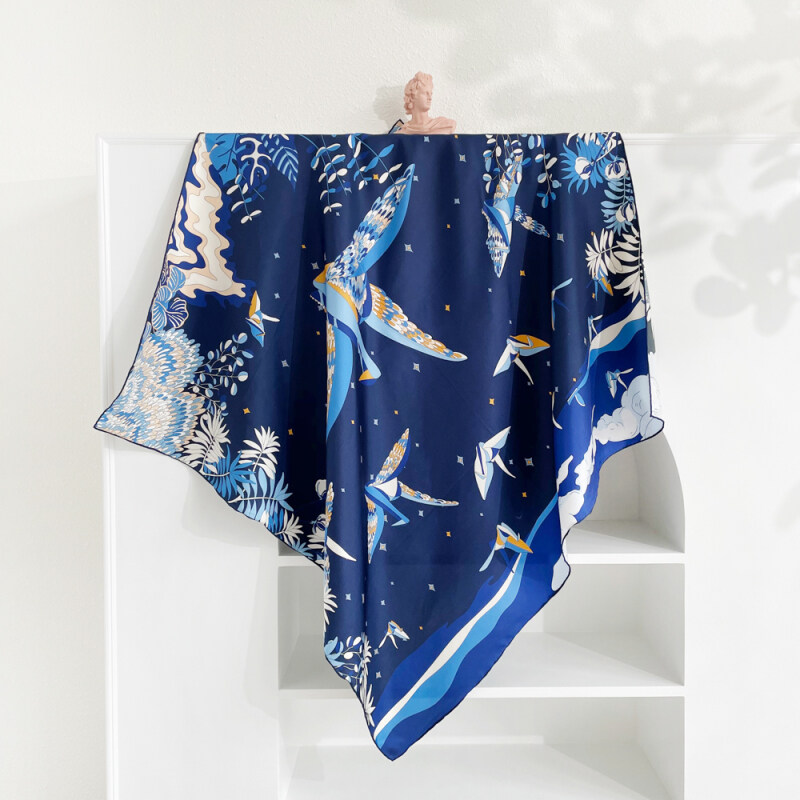 Paper Crane Double-sided Printed Silk Twill Scarf