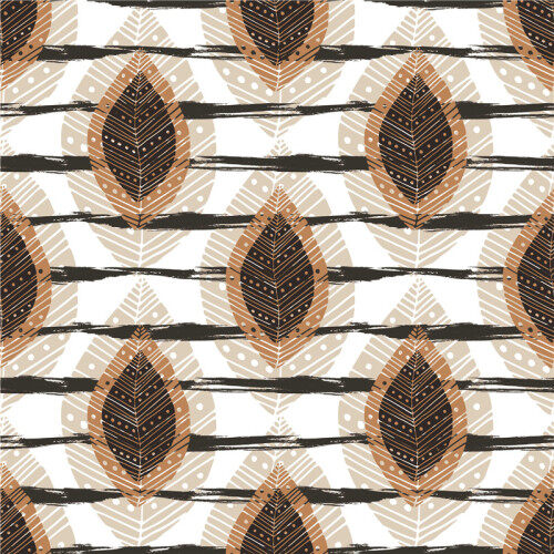 Custom Fabrics Pattern-Modern Leaves on Stripes