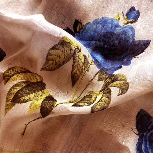 Custom Printed Silk Linen Fabrics