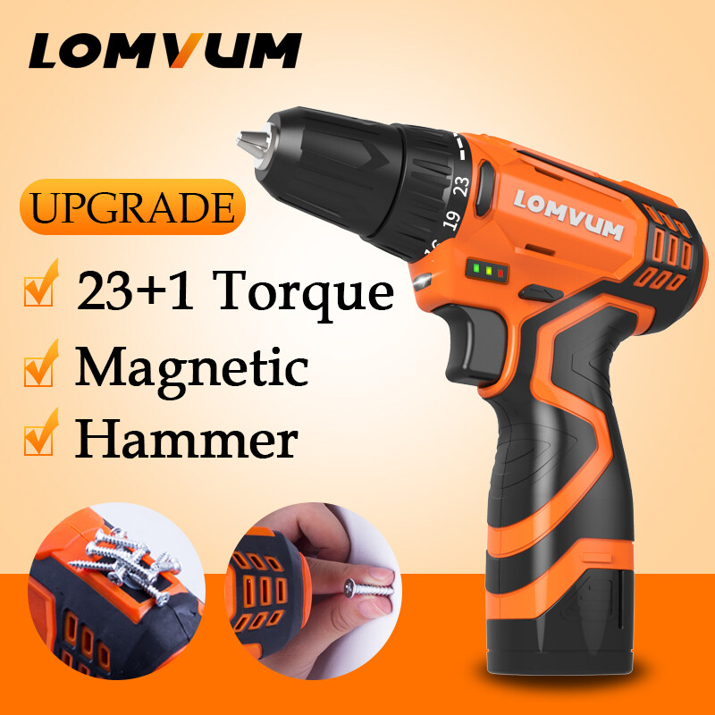High Power Magnetic Bottom Hammer Function 12 V Electric Li ion Battery Cordless Drill
