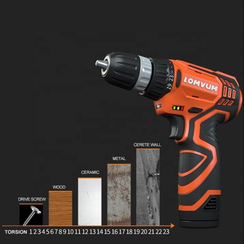 LOMVUM 2 Pieces of 2.0 Ah Lithium Battery Impact Magnet Multi Function Brushless Electric Drill
