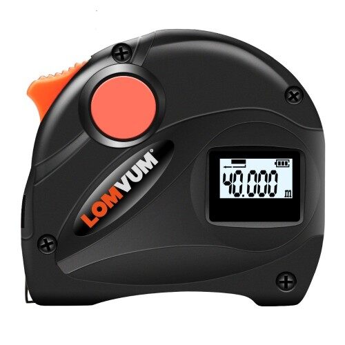 LOMVUM Easy Operation Laser Distance Measuring Tools Digital Tape 2 in 1 Laser Type