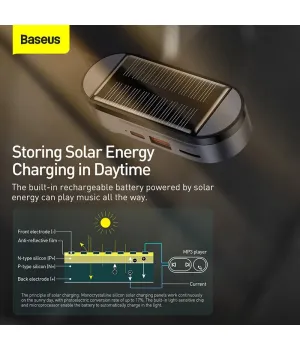 Baseus Solar Power Audio Player / UKW-Radiosender / Solarbetrieben, magnetische Montagebasis, Bluetooth 5.0, vier Modi