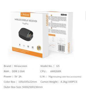 Mirascreen G5 2.4G 5G 4K Беспроводной HDMI-ключ ТВ-стик Wi-Fi Дисплей HDMI-приемник-ключ 1080P Miracast Airplay Зеркальное отображение на HDTV-проектор