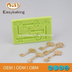 Five Holes Old Vintage Keys Shape Clay Cake Decorations Silicone Molds