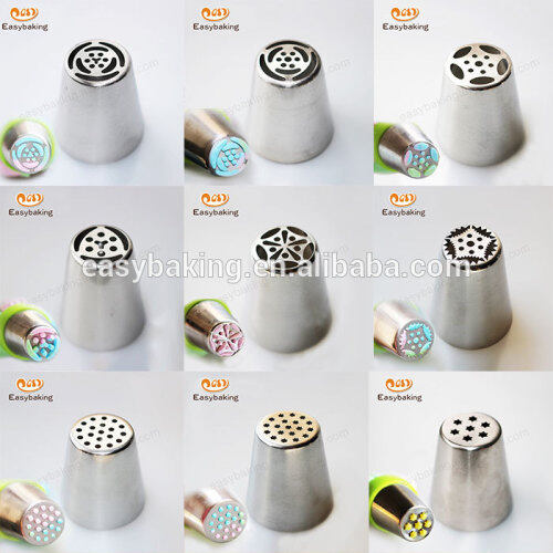 High Quality New 304 Stainless Steel Cake Decorating Russian Flower Icing Nozzle
