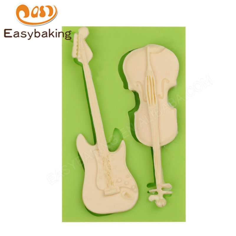 Fashionable guitar shape fondant cake decoration silicone mold