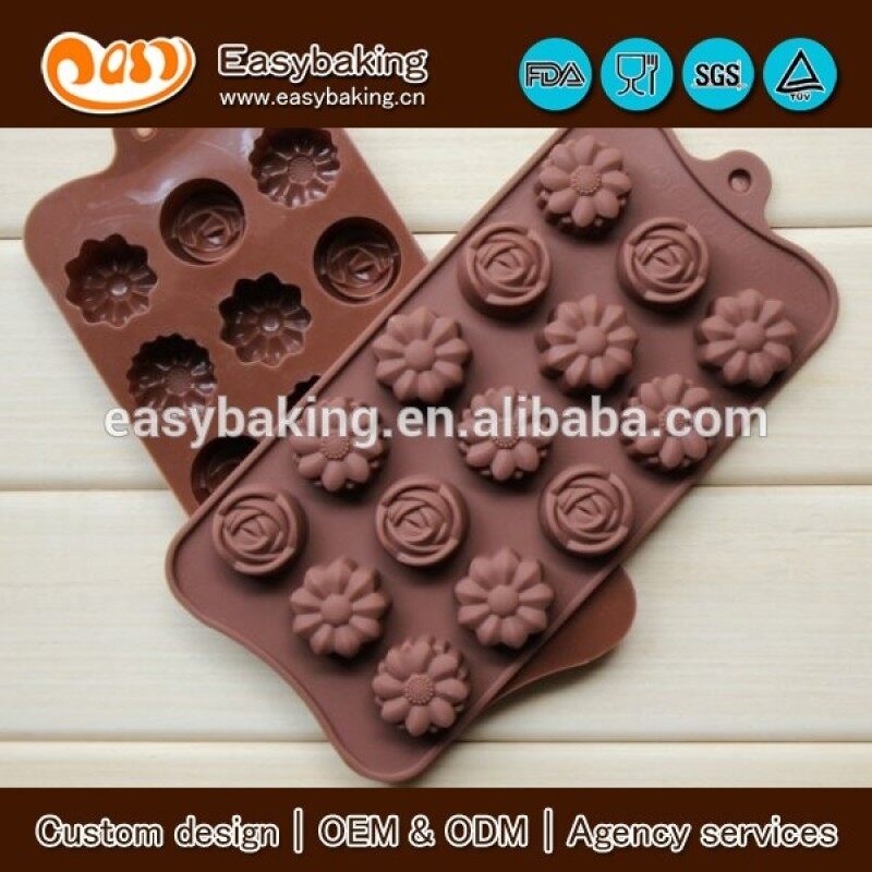 15 cavity rose sunflower flower silicone mold chocolate cake bakeware tools