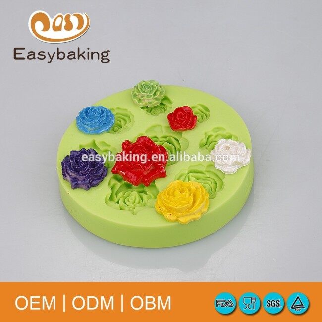 Various Peony Rose Flowers Artificial Cake Decorate Silicone Molds