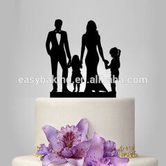 Benutzerdefinierte Familie Cake Topper Paar mit Kinder Silhouette
