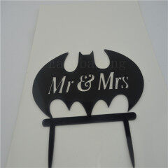 Schwarz Batman Silhouette Mr.&Mrs Hochzeitstorte Dekor Acryl Tortenaufsatz