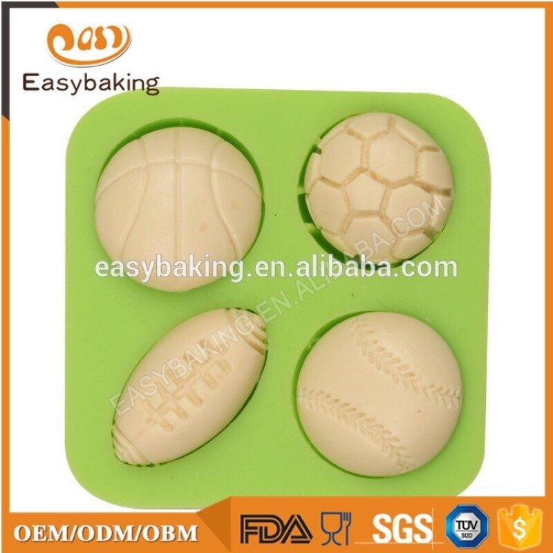 3D ball rugby shape silicone decoration mold for cake & cookie
