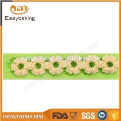 Multiduty flower shape fondant cake border silicone mold for wedding cake decorating