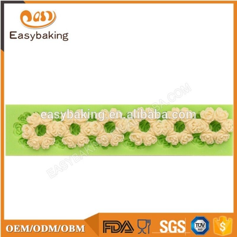 Multiduty flower shape fondant cake border silicone mold for wedding cake decorating
