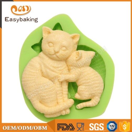 Items Wholesale Kissing Cats Shaped Baking Silicone Molds