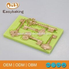 Five Holes Old Vintage Keys Shape Clay Cake Decorations Silicone Molds