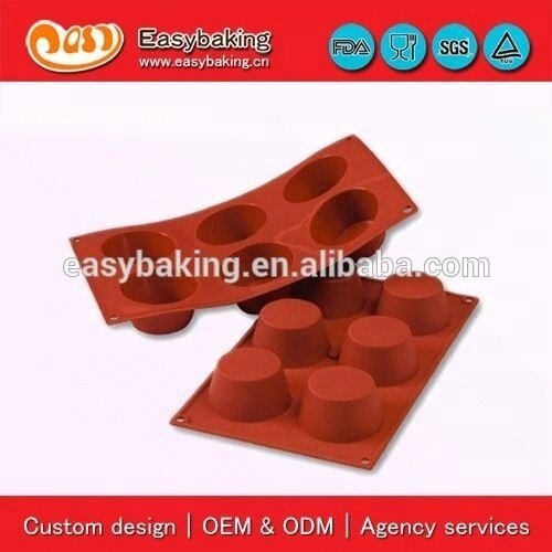 6 Cavities Medium Muffin Cake Bakeware Jelly Pudding Silicone Mold