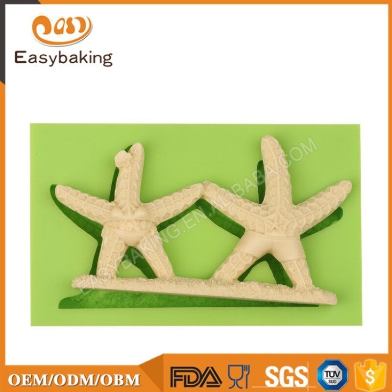 Surfing and Bikini Themed Sugar Pair Starfishes Mould Silicon