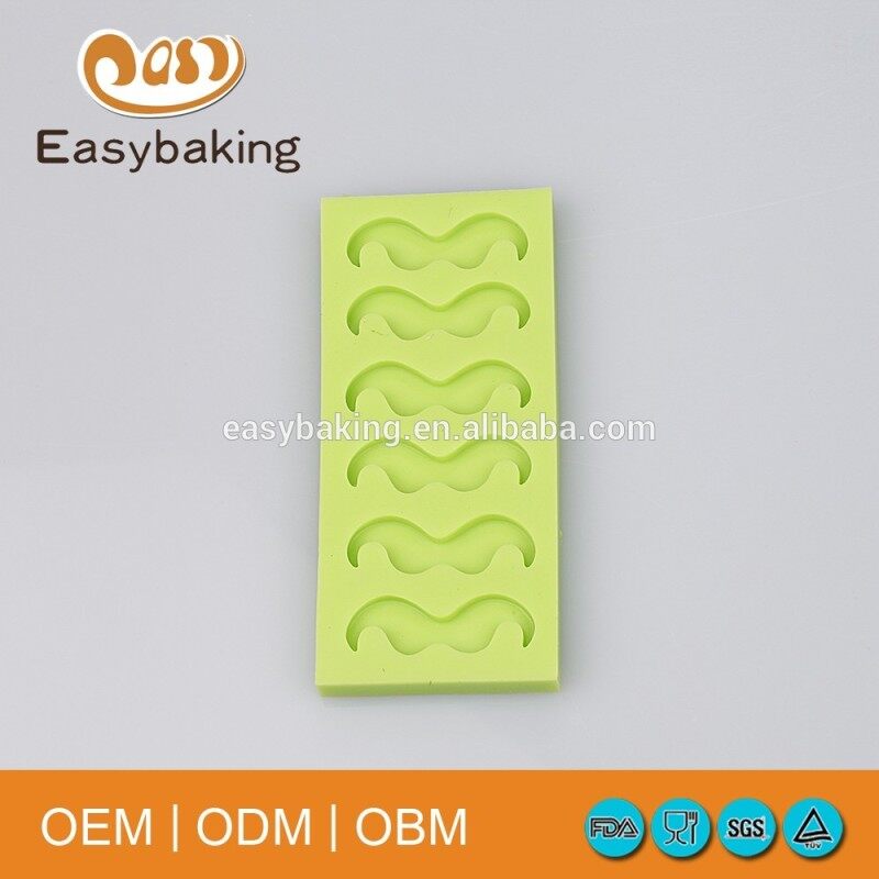 6 Little Beard Moustache Funny Accessories Silicone Bakeware Molds For Cake Decorate