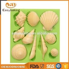 Popular molde de silicona de concha de caracol de mar para decoración de pasteles fondant