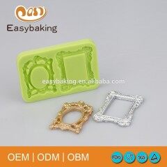 Vintage Double Baroque Picture Frame Silicone Molds For Cake Decorating