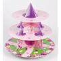 Colorful 3 tier birthday cupcake stand cardboard party cupcake stand