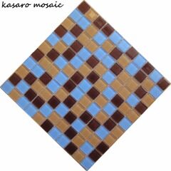 Whole Sale Mix Color Crystal Glass Mosaic Tile Mosaic Floor and Wall Tile Mounted On Mesh For Swimming Pool Tile Design
