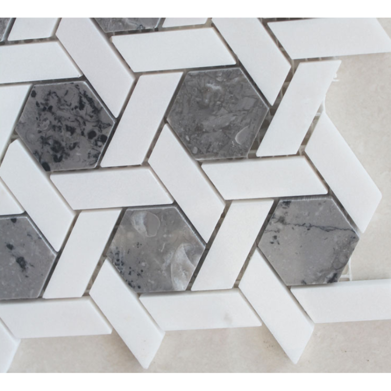 Custom carrara white white marble small hexagonal mosaic tile, white matte hexagon mosaic tile