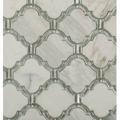 Premium Mosaics Silver White Marble Stone Lantern Mosaic Arabesque Tile, Mother of Pearl Shell Mosaic