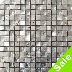 Stone Mix Crystal Glass And Metal Mosaic Tiles