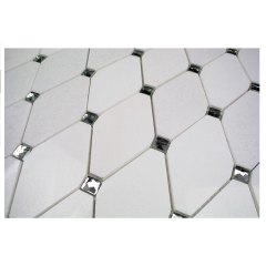 Diamond White  and Mirror Marble and Glass Mosaic Tile