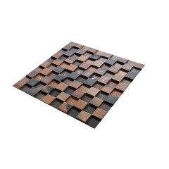 3d Visual Effect Square  Pine Wood Wall Mosaic Panel Solid Wood Mosaic