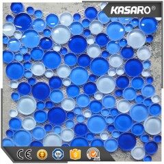 Round Blue Glass Mosaic Tile, Glass Round Mosaic