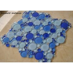 2018 Hot Sales Round Blue Glass Mosaic Wall Tile