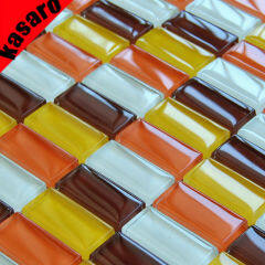 Yellow and Orange Crystal glass mosaic tiles Linear glass mosaic tiles bathroom glass mosaic tiles KY-ZR2013473