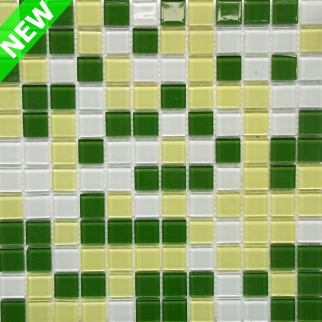 Yellow and Green Color Glass Mosaic, Bathroom Wall Mosaic Tile, Decorative Wall Mosaic Tile