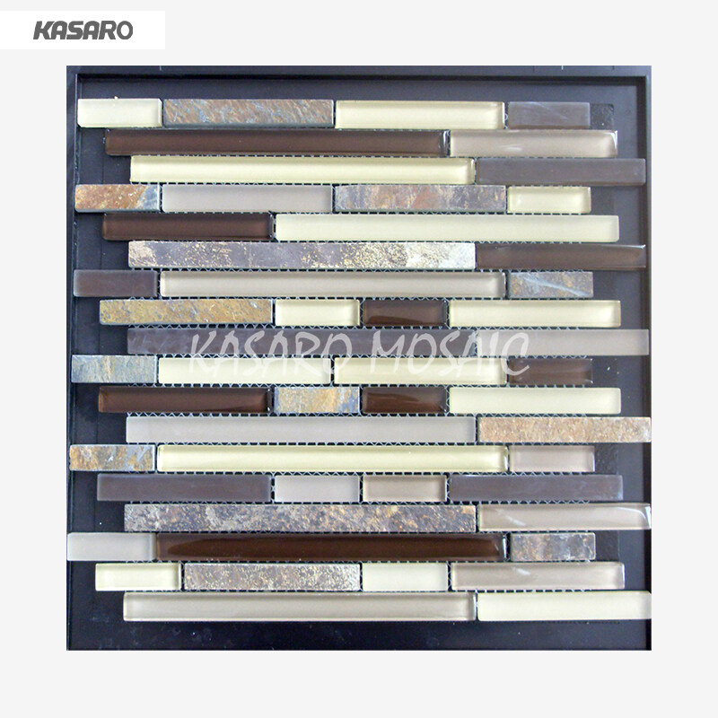 Wholesale Mosaic Tile Wall Strip, Strip Glass Stone Mosaic Tile, Tile Strip