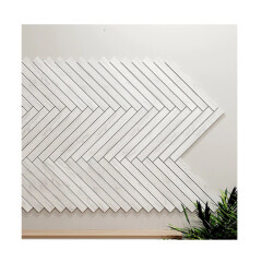 Wood design composite wide white slats bedroom decorative wall wooden mosaic