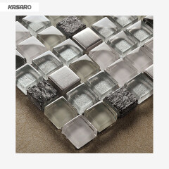 Stone Mix Crystal Glass And Metal Mosaic Tiles